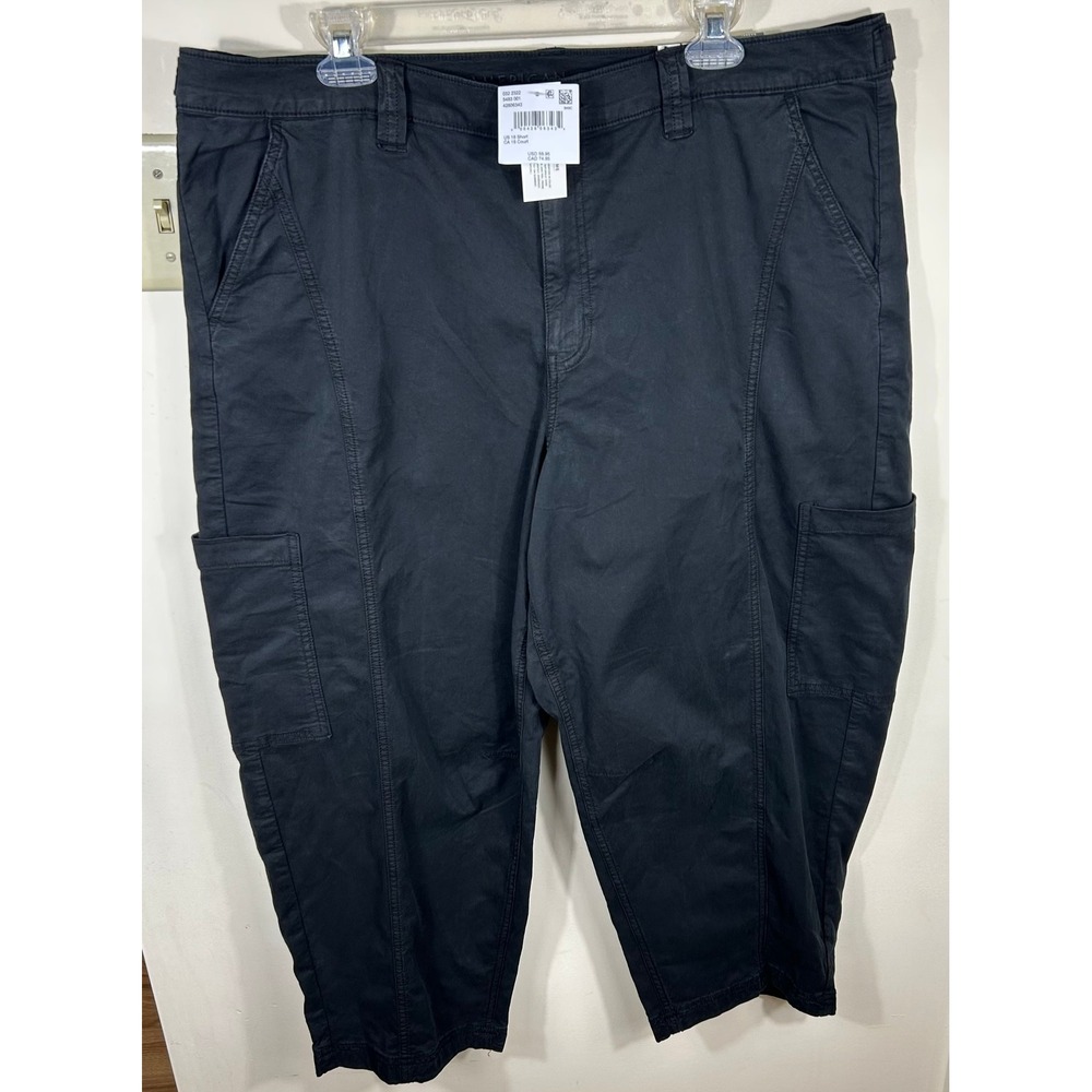 American Eagle Barrel Utility Pants Womens 18 Short Black Cargo Stretch Edgy
